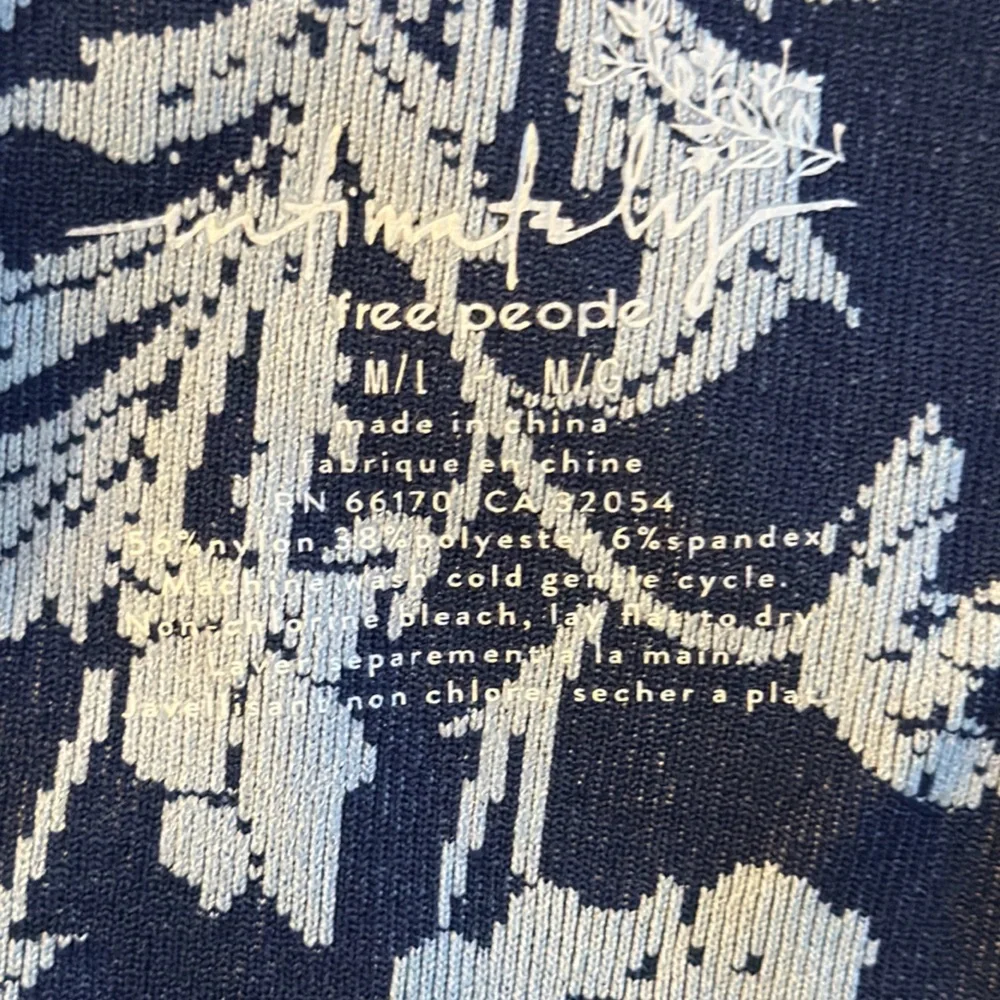 Free People Printed Clean Lines Blue Floral Print Sleeveless Bodysuit - Picture 5 of 6